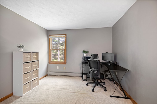101 Nancy Ln, Burrillville, RI 02830 - office area with baseboard heating, carpet, and baseboards