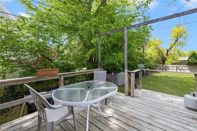 wooden deck with outdoor dining space