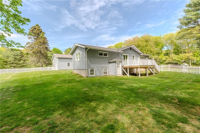 103 Carrs Pond Rd, West Greenwich, RI 02817 - rear view of house featuring stairs and a deck