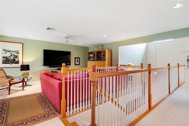 43 Waters Edge, Tiverton, RI 02878 - carpeted living area featuring recessed lighting, a ceiling fan, and baseboards