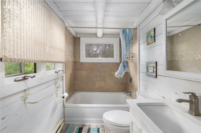 4 Ottawa Trl, Narragansett, RI 02882 - full bathroom featuring toilet, shower / bath combo with shower curtain, wood finished floors, and vanity