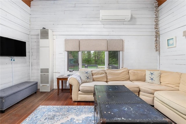 4 Ottawa Trl, Narragansett, RI 02882 - living area with wood finished floors, a wall unit AC, and wooden walls