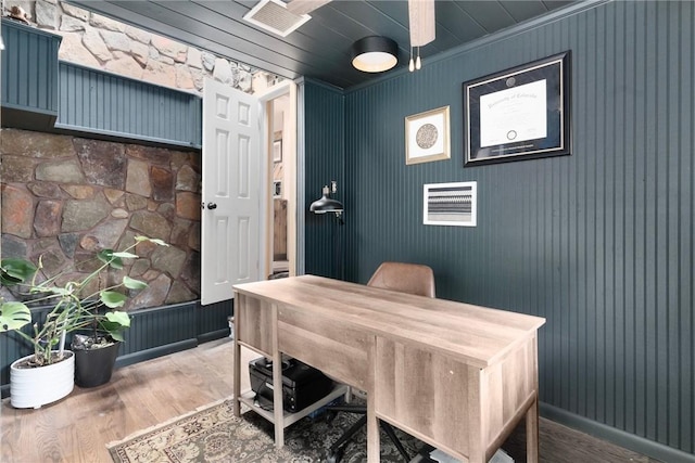 37 Charles St, Barrington, RI 02806 - office area featuring wood finished floors and crown molding