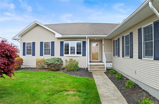 6 Windward Cir, Narragansett, RI 02882 - view of front of property featuring a front lawn and a shingled roof
