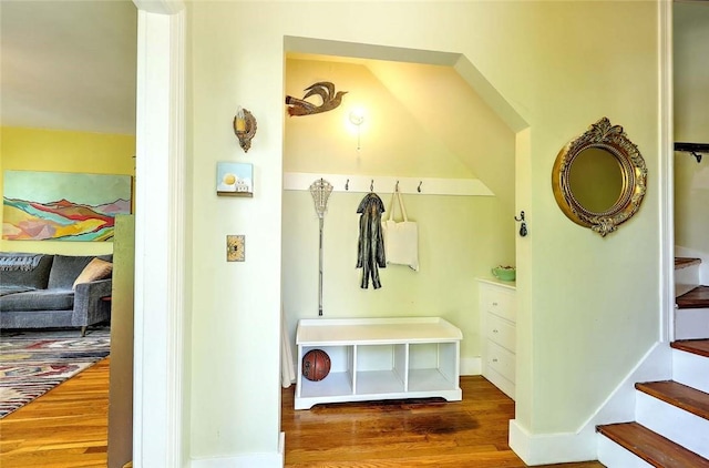 mudroom featuring wood finished floors