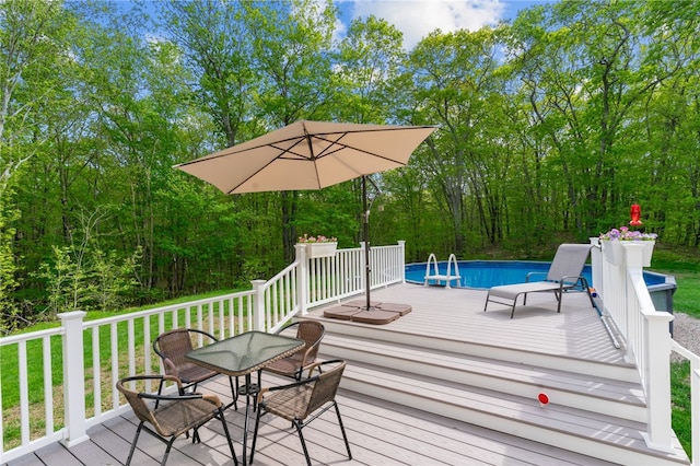 195 Deer Ridge Dr, North Kingstown, RI 02874 - wooden terrace featuring an outdoor pool and outdoor dining area