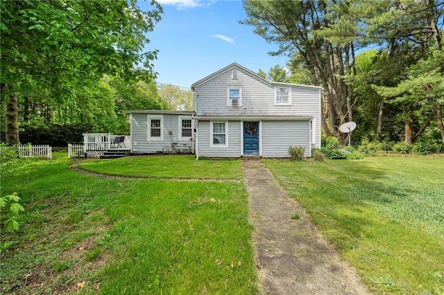 18 W St, Hopkinton, RI 02804 - rear view of property with a deck and a yard