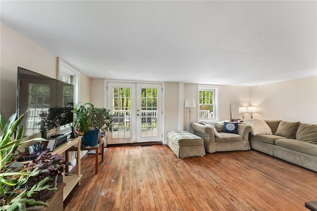 18 W St, Hopkinton, RI 02804 - living room with hardwood / wood-style floors and french doors