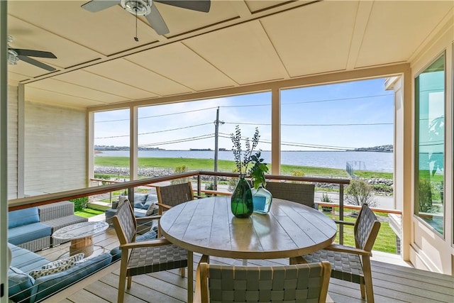 82 Ellery Rd, Newport, RI 02840 - sunroom with ceiling fan, healthy amount of natural light, and outdoor dining space