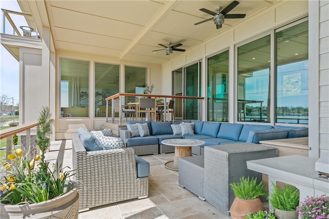 82 Ellery Rd, Newport, RI 02840 - view of patio featuring outdoor lounge area and a ceiling fan