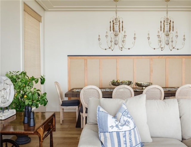 82 Ellery Rd, Newport, RI 02840 - dining space featuring a chandelier and wood finished floors
