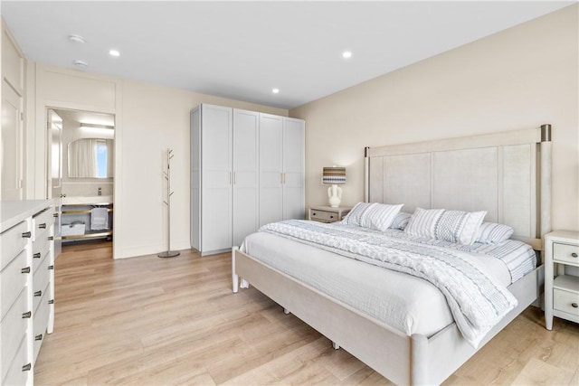 82 Ellery Rd, Newport, RI 02840 - bedroom featuring light wood-type flooring, a closet, and recessed lighting