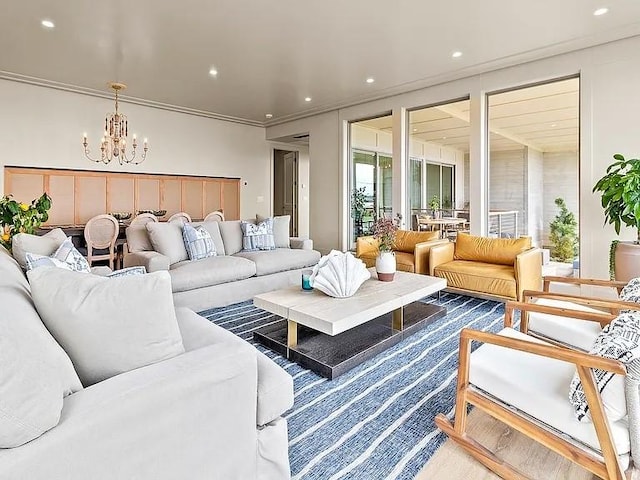 82 Ellery Rd, Newport, RI 02840 - living room with a chandelier and recessed lighting