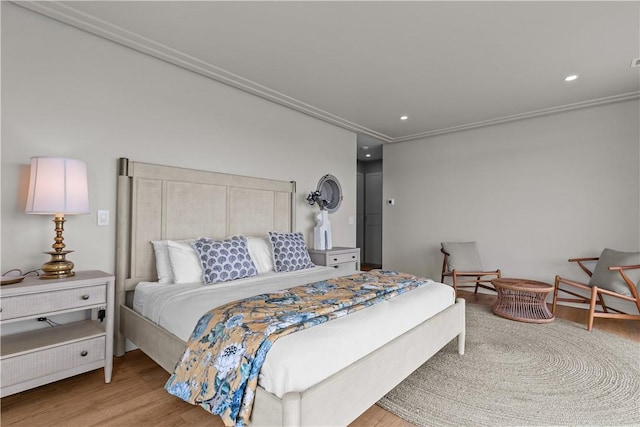 82 Ellery Rd, Newport, RI 02840 - bedroom with wood finished floors, ornamental molding, and recessed lighting