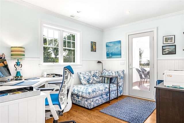 112 Avondale Rd, Westerly, RI 02891 - office area with wainscoting, light wood finished floors, and crown molding