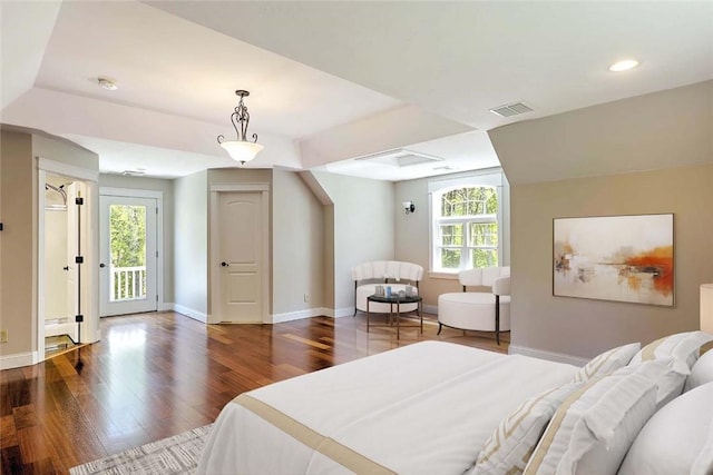 26 Old Richmond Townhouse Rd, Richmond, RI 02812 - bedroom featuring wood finished floors, access to outside, baseboards, and recessed lighting
