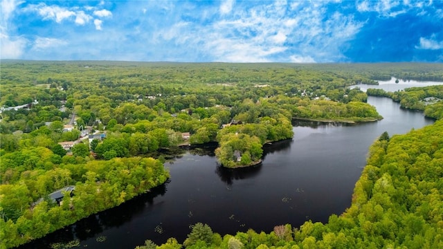 12 Hazel Point Rd, Smithfield, RI 02917 - drone / aerial view of a heavily wooded area and a nearby body of water