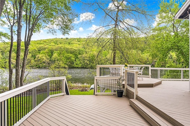 12 Hazel Point Rd, Smithfield, RI 02917 - deck featuring a water view and a view of trees