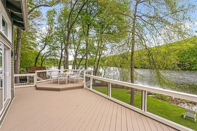 12 Hazel Point Rd, Smithfield, RI 02917 - deck with a water view, a yard, and outdoor dining space