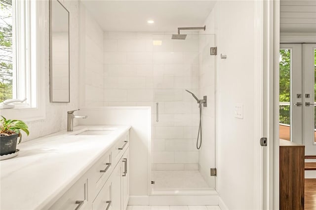 12 Hazel Point Rd, Smithfield, RI 02917 - bathroom with vanity, healthy amount of natural light, a shower stall, and recessed lighting