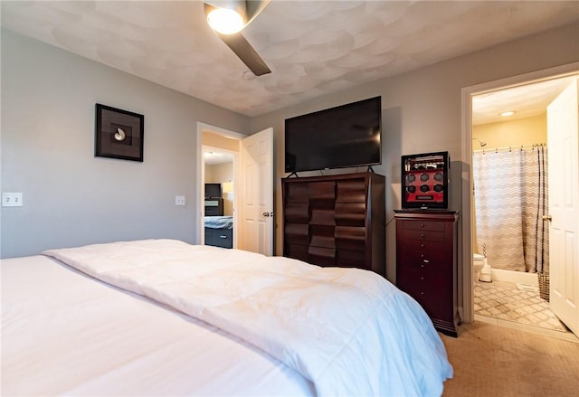 10 Flanders St, Johnston, RI 02919 - bedroom featuring connected bathroom, light carpet, and ceiling fan