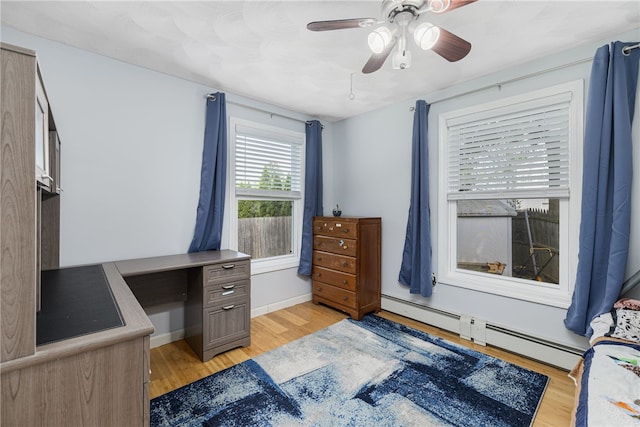 2 Sando St, Pawtucket, RI 02860 - office area featuring a baseboard radiator, light wood-style flooring, and a ceiling fan