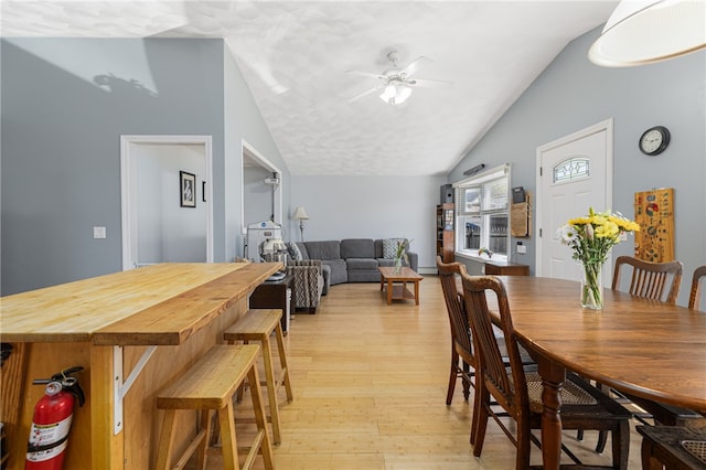 2 Sando St, Pawtucket, RI 02860 - dining space featuring lofted ceiling, a ceiling fan, and light wood finished floors