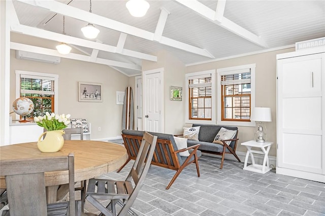 286 Kingstown Rd, Narragansett, RI 02882 - dining area with baseboards and a wall unit AC