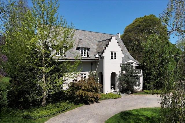 14 Leroy Ave, Newport, RI 02840 - view of front of home featuring stucco siding and a high end roof