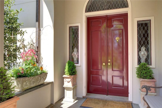 14 Leroy Ave, Newport, RI 02840 - doorway to property featuring stucco siding