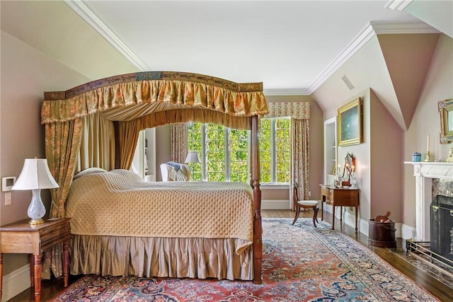 14 Leroy Ave, Newport, RI 02840 - bedroom featuring wood finished floors, ornamental molding, and a high end fireplace