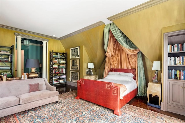 14 Leroy Ave, Newport, RI 02840 - bedroom with wood finished floors, ornamental molding, and decorative columns