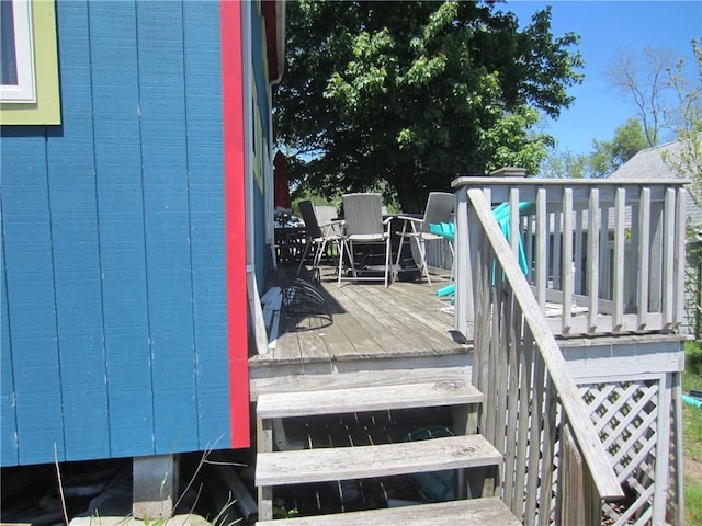 0 Beach Rd, Portsmouth, RI 02871 - wooden terrace with outdoor dining area