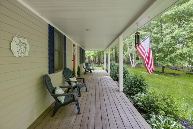 31 Corey Trl, Richmond, RI 02898 - wooden terrace featuring covered porch and a yard