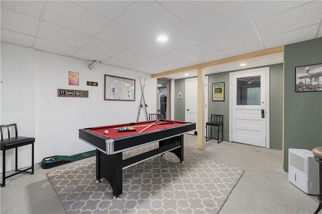 31 Corey Trl, Richmond, RI 02898 - game room with pool table, concrete flooring, and a paneled ceiling