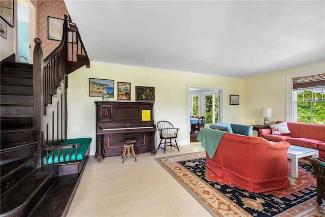 125 Sakonnet Point Rd, Little Compton, RI 02837 - living room featuring stairway