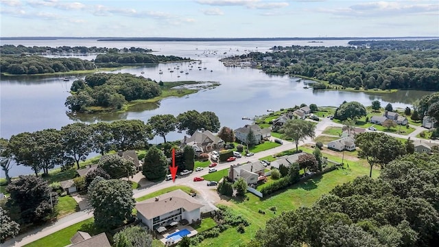 96 Roger Williams Dr, North Kingstown, RI 02852 - aerial perspective of suburban area featuring a nearby body of water