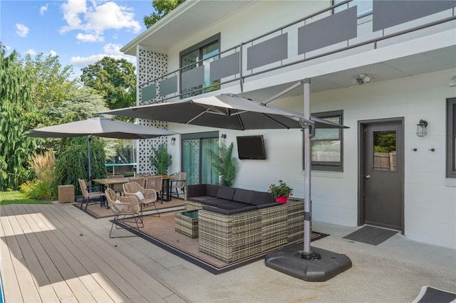 96 Roger Williams Dr, North Kingstown, RI 02852 - deck featuring outdoor dining space and outdoor lounge area