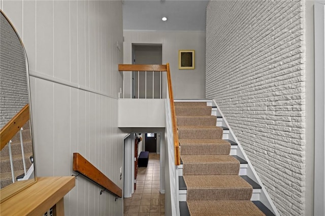 96 Roger Williams Dr, North Kingstown, RI 02852 - stairs with tile patterned floors and crown molding