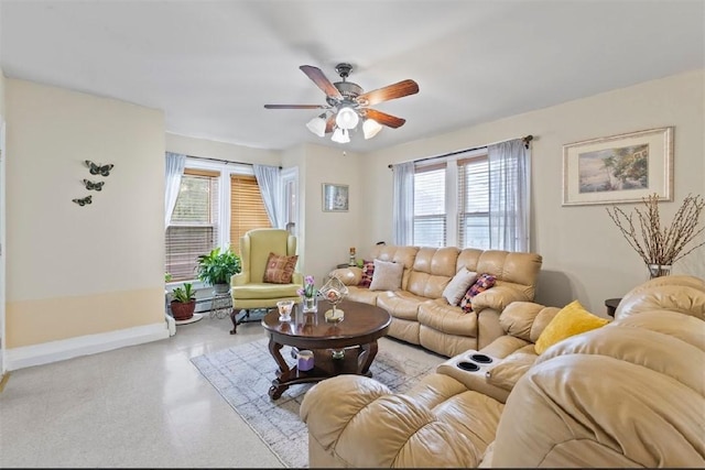 97 Detroit Ave, Providence, RI 02907 - living area featuring baseboards and a ceiling fan
