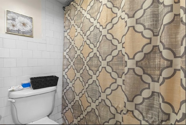 97 Detroit Ave, Providence, RI 02907 - bathroom with tile walls and curtained shower