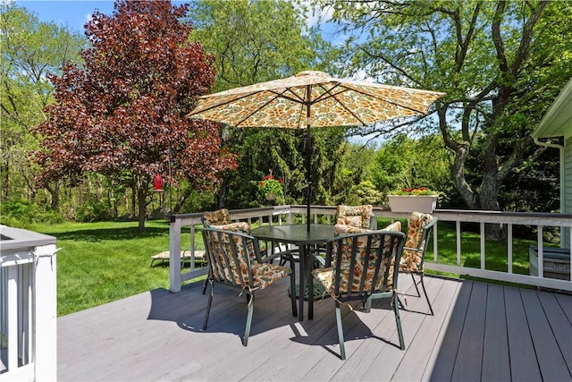 539 Allen Ave, South Kingstown, RI 02879 - wooden terrace featuring outdoor dining area and a yard