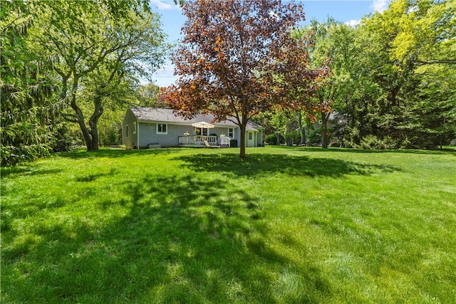539 Allen Ave, South Kingstown, RI 02879 - view of grassy yard with a deck