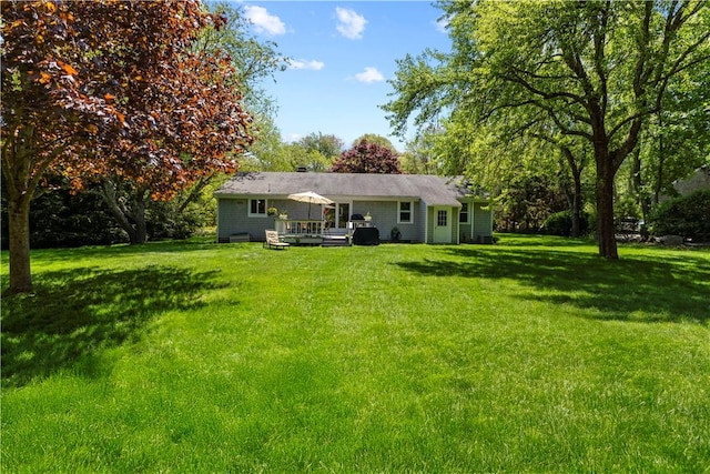 539 Allen Ave, South Kingstown, RI 02879 - back of property featuring a yard and a deck