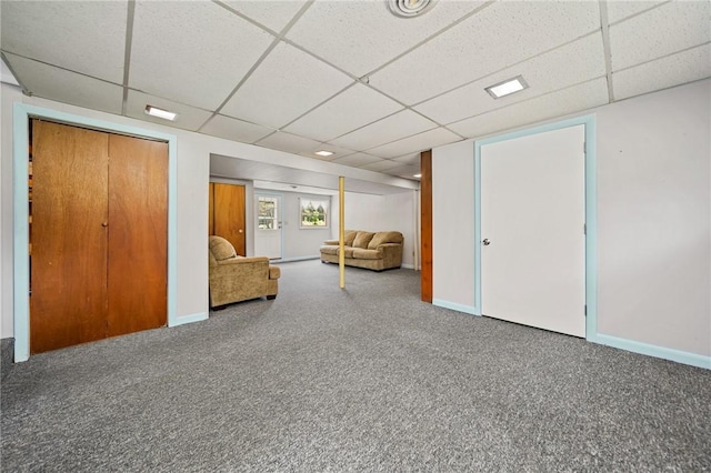 10 Meadowland Dr, North Kingstown, RI 02852 - sitting room with a paneled ceiling, carpet floors, and baseboards