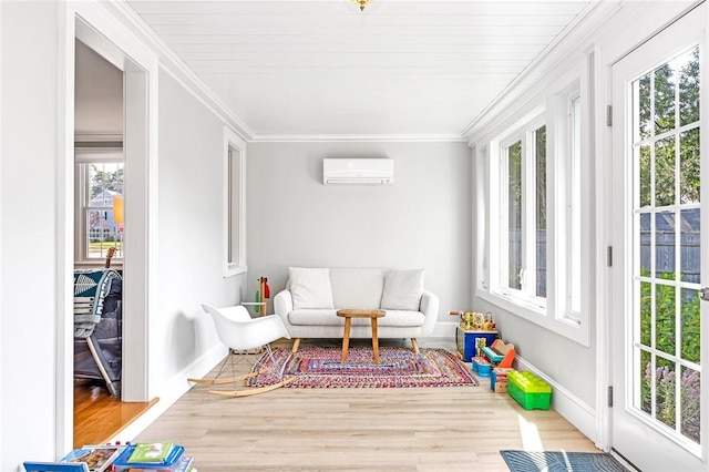 7 Massasoit Ave, Pawtucket, RI 02861 - sunroom featuring a wall unit AC and plenty of natural light