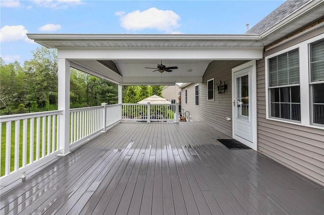 1351 Pippin Orchard Rd, Cranston, RI 02921 - wooden deck with ceiling fan