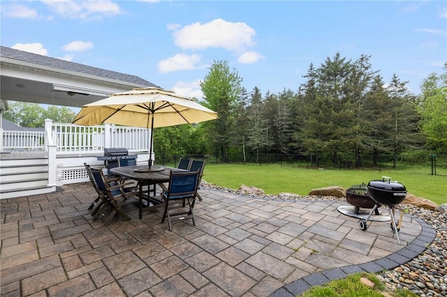 1351 Pippin Orchard Rd, Cranston, RI 02921 - view of patio featuring outdoor dining area, a wooden deck, and a grill