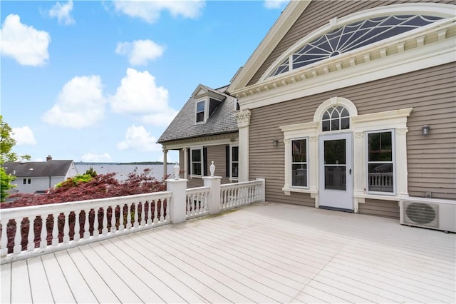 217 Hope St Unit 3, Bristol, RI 02809 - wooden deck with ac unit and a water view