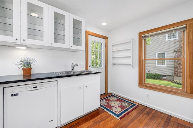 10 Curry Ave, Newport, RI 02840 - bar area with dishwasher, a sink, dark wood-type flooring, and baseboards